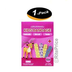 20 Pcs Kids Adhesive Bandages Character Animals, Girls, Boys AST (1 Pack) - New